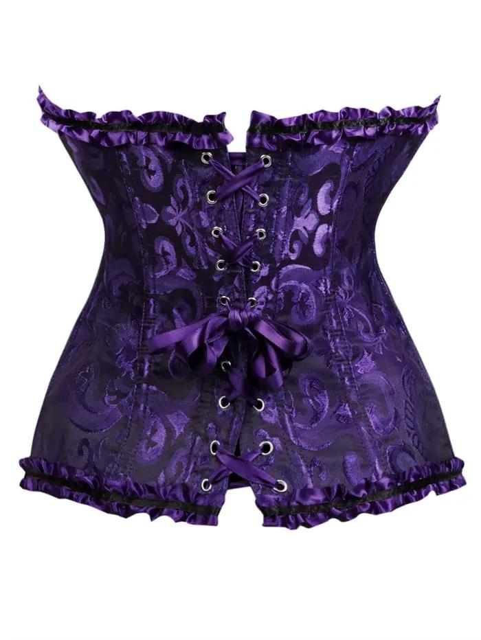 Corset violet jacquard à encolure cœur