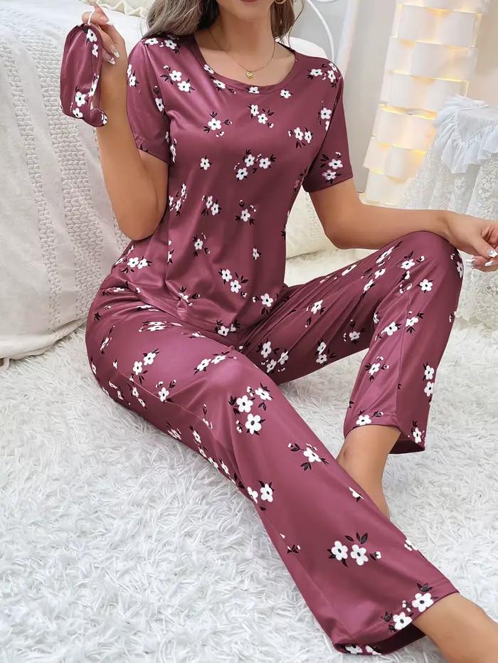 Pyjama à manches courtes pour femme, pantalon confortable, vêtements de maison décontractés, motif d'amour, nouveau