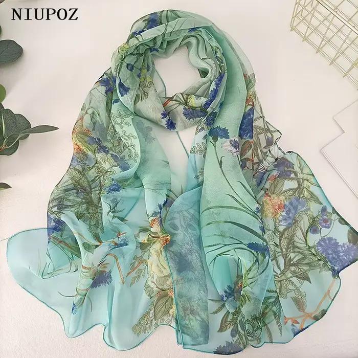 Herbe verte femmes élégant en mousseline de soie Georgette Bandana écharpe été plage crème solaire mince Hijab