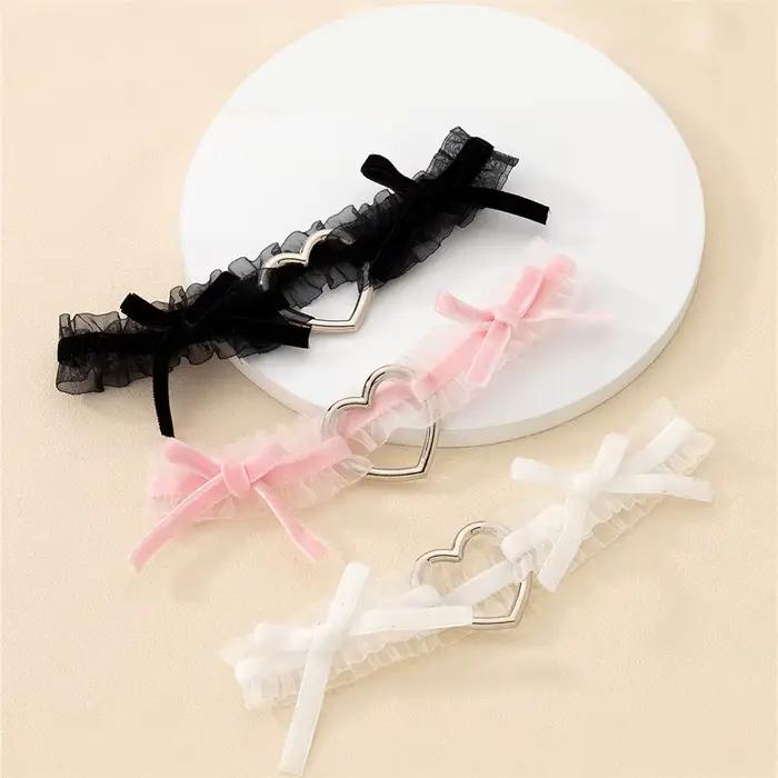 Lolita – jarretelles en dentelle, ceinture de jambe, Punk, croix, cœur, nœud, anneau de jambe, cloche élastique, cuisses, ras du cou, chaîne, Lingerie pour femmes, harnais Cosplay