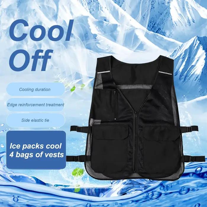 Gilet de refroidissement corps gilet de refroidissement avec 8 sacs de glace gilet de refroidissement d'été gilet froid réglable gilet de glace AC réfléchissant pour temps chaud