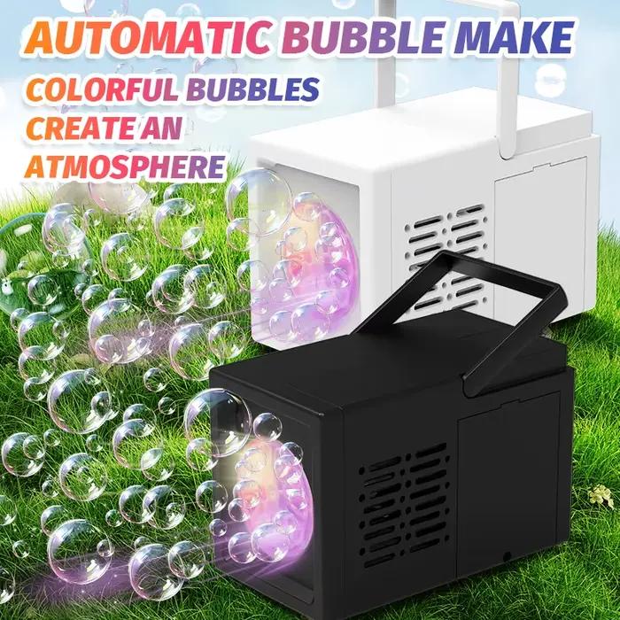 Machine à bulles électrique portative entièrement automatique, jouet d'anniversaire en plein air, sans batterie ni eau à bulles, 10 trous