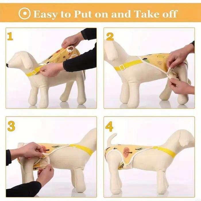 Couche lavable pour chien, facile à réutilisable, confortable avec sangles réglables, antidérapante, 87HA