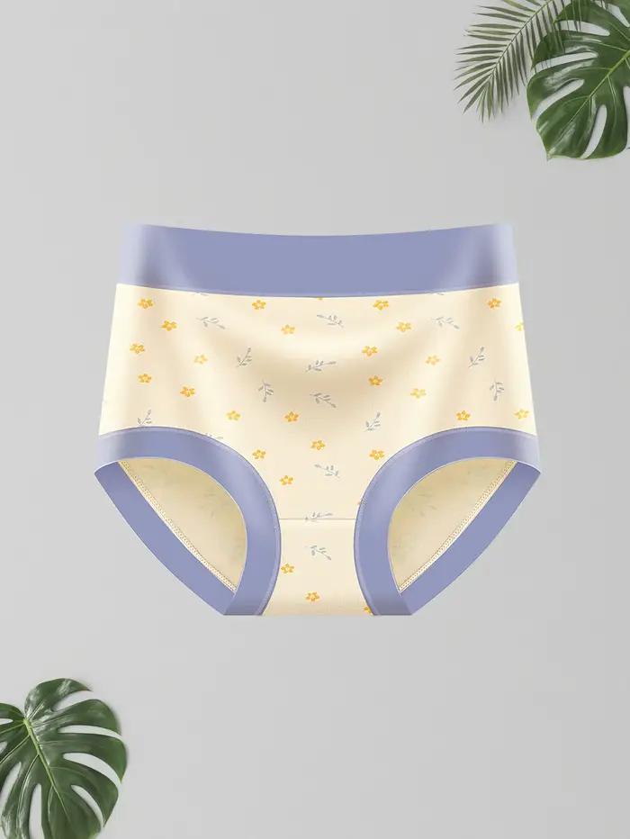 4 pièces culottes pour femmes taille haute à fleurs douces, slips pour femmes sans couture, respirants et confortables