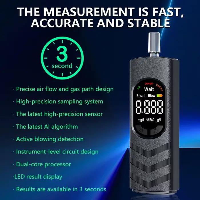 Détecteur d'alcool, éthylotest portable, annonce vocale, affichage numérique, écran électronique – Convient pour la consommation d'alcool