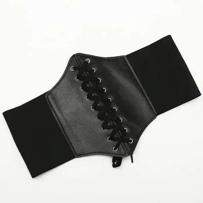 Ceinture Corset en Faux Cuir Large et Élastique Pour Femmes Taille Haute et Modèle Sexy Blanc Noir Rouge Occasions Spéciales Mode Casual Chic