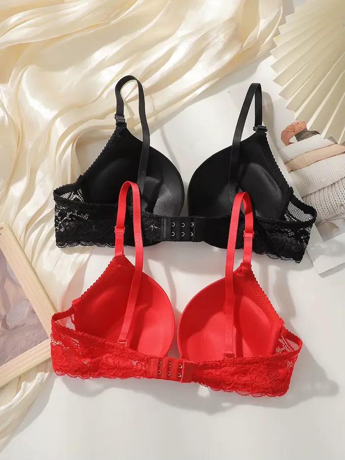 Soutien-gorge Viomisha Femme Push Up Armature Rembourré Décolleté Profond Bretelles Dentelle Couverture Complète T-Shirt Confortable Maintien Quotidien Lingerie Essentiel Respirant Doux
