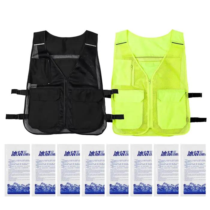 Gilet de refroidissement corps gilet de refroidissement avec 8 sacs de glace gilet de refroidissement d'été gilet froid réglable gilet de glace AC réfléchissant pour temps chaud