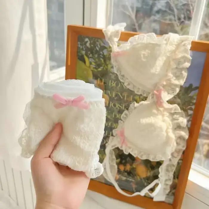 Soutien-gorge à franges en dentelle Lolita rétro français sans anneaux en acier