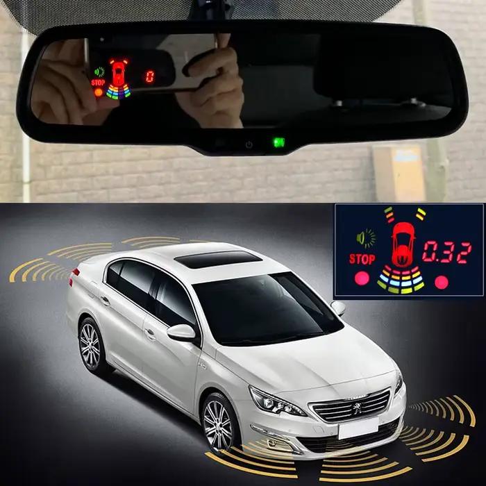 Moniteur de rétroviseur intérieur de voiture à gradation automatique, 8 capteurs de stationnement avant et arrière avec support d'origine, capteur plat de 16mm, nouveauté 2024