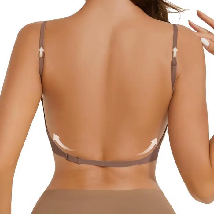 Soutien-gorge invisible U profond plongeant dos nu sans bretelles