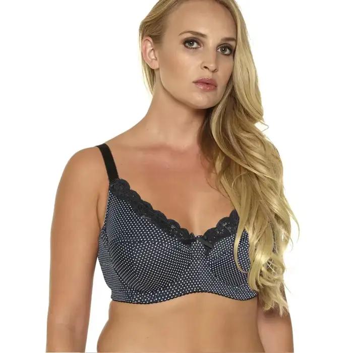 Soutien-gorge Femme Grande Taille Mode À Pois Élégant Pour Occasions Spéciales Couleurs Gris Noir Marron Taille C à G