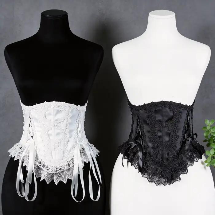 Corset gothique en dentelle pour femme avec baleines de soutien