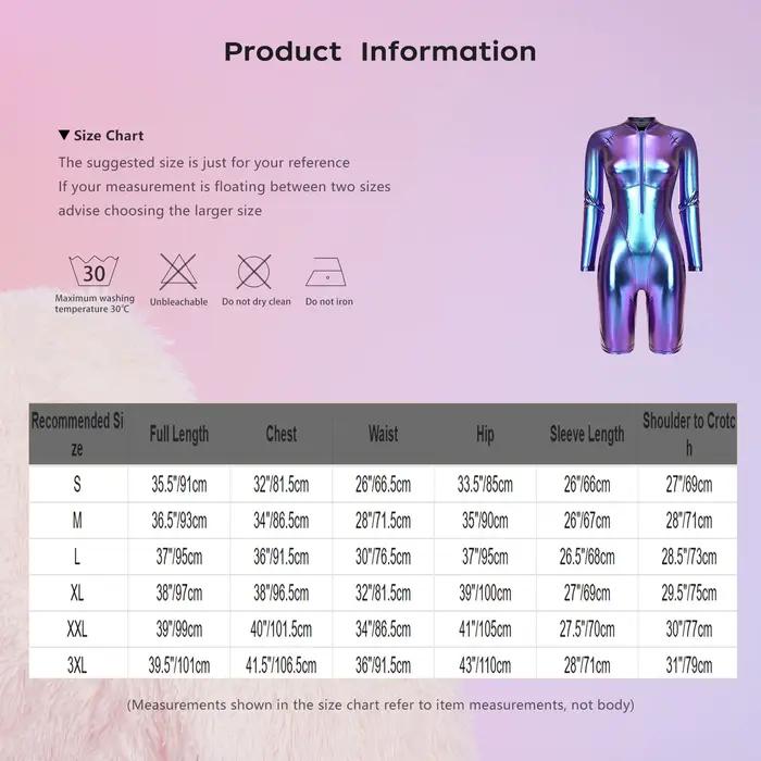 Combinaison moulante irisée à manches longues pour femme, effet métallisé brillant, short, maillot de bain une pièce, tenue de soirée disco