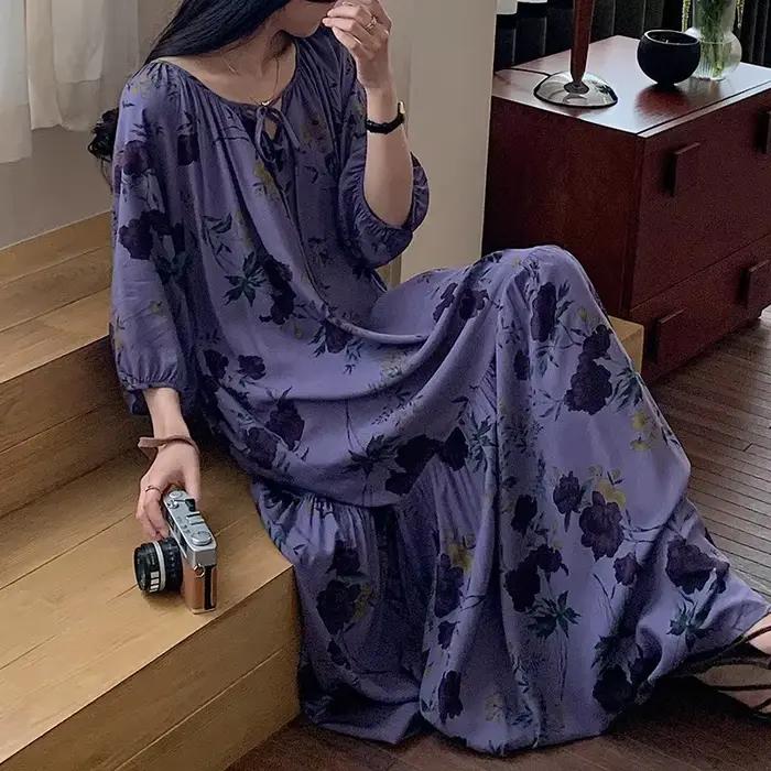 Robe longue violette pour femmes
