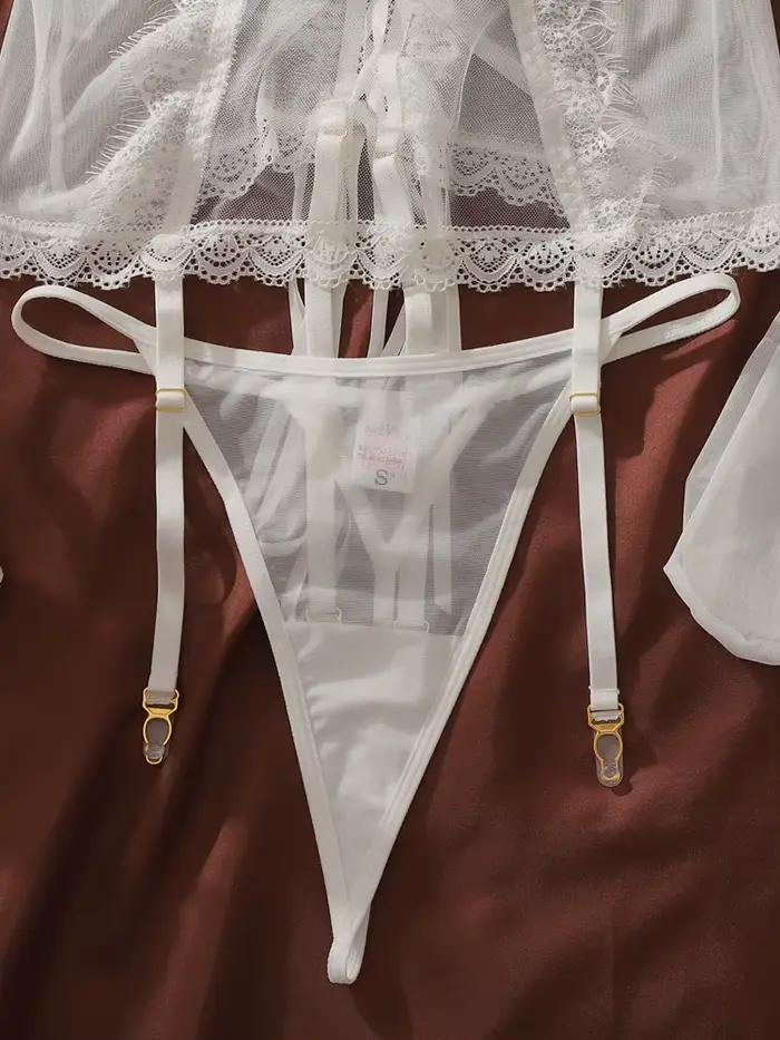 Ensemble de lingerie féminine blanc : Bustier corset sexy