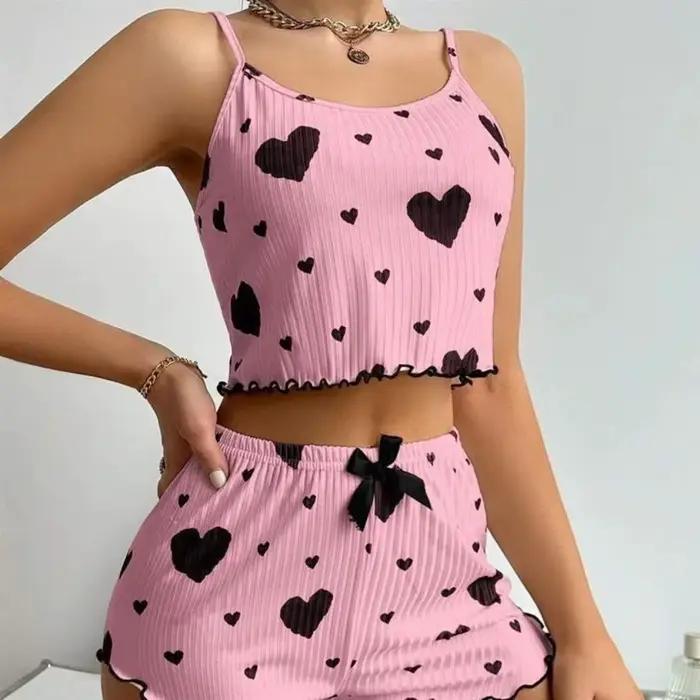 Ensemble de pyjama pour femmes Kawaii Love Heart