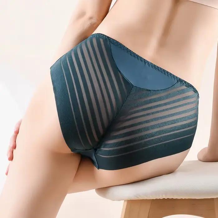 Femmes taille moyenne culottes Sexy Transparent sous-vêtements élastiques dames sans couture mince slips femme