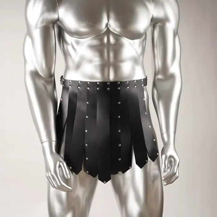 Harnais de lingerie en cuir PU pour hommes, jupe de gladiateur et harnais de poitrine pour hommes, sangles en cuir PU, harnais kilt en cuir PU pour hommes