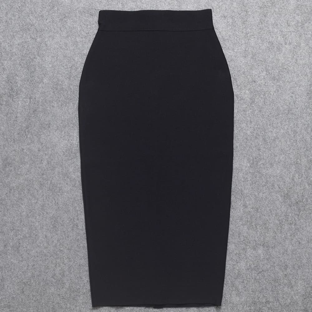 WillBeNice-Jupe crayon taille haute pour femme, jupe bandage midi sexy, fourche ouverte au dos, coul