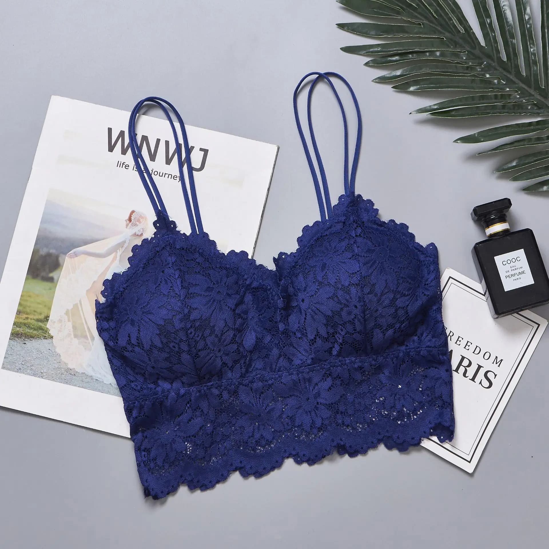 Soutien-gorge en dentelle pour femmes, haut tubulaire, Double bretelles, haut court, Lingerie Sexy, 