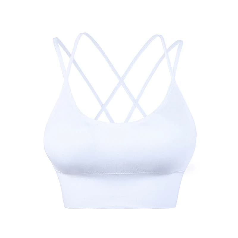 Soutien-gorge rembourré croisé dans le dos pour femme, brassière de sport, yoga, entraînement, fitne