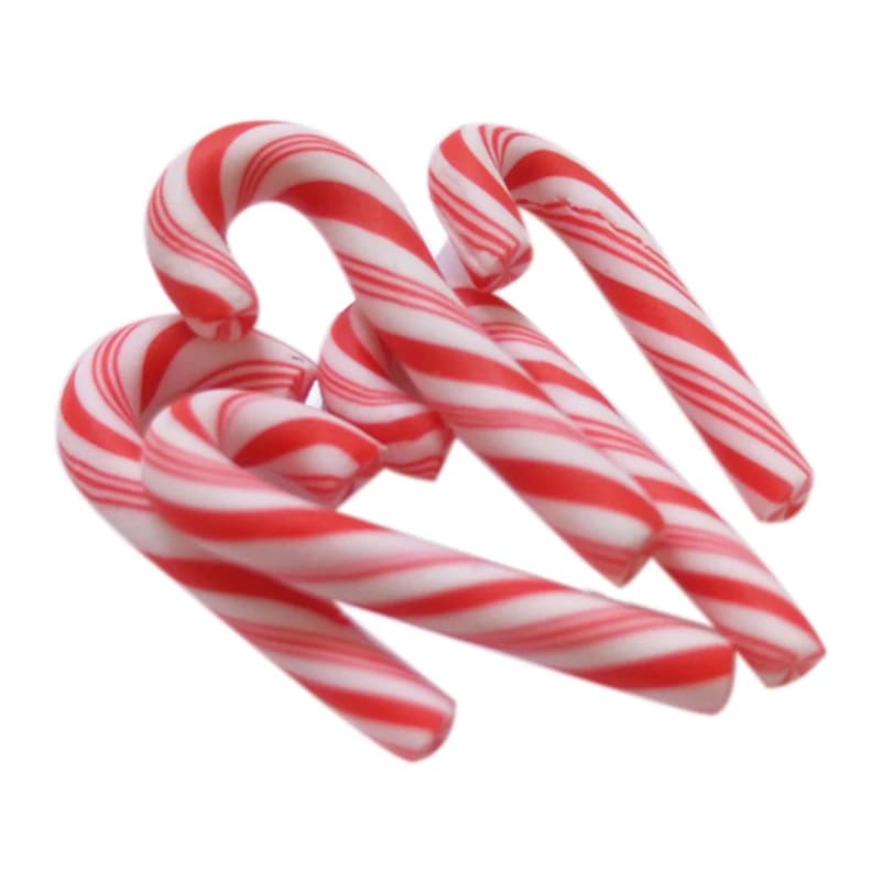 CNIM – canne à bonbons en argile faite à la main, 50 pièces, rouge et blanc, pour noël, Kawaii, Mini