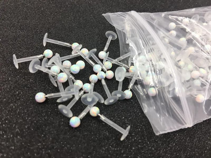 LOT-Retenues de piercing corporel, Cacheur de piercing, Clair, Jules, Labret, Opalite, Charbon, 16x8