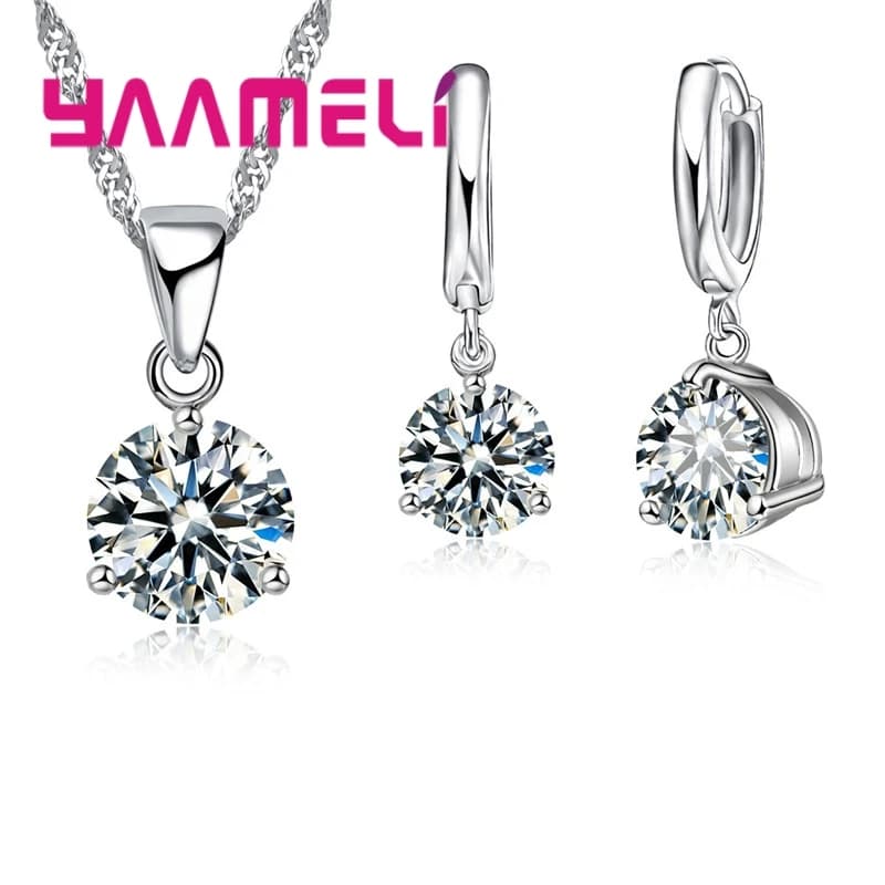 Ensemble de Bijoux Élégants en Argent Sterling 925, Pendentif en Clip pour Documents, Collier, Boucl