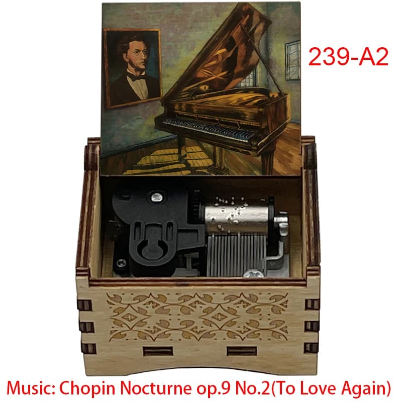Chopin Nocturne en E Flat, Op. 9 n° 2 boîtes à musique à remonter en bois pour aimer à nouveau, mélo