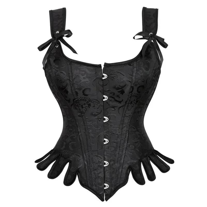 Haut corset avec sangle initiée pour femme, lacets gothiques, noir, bleu, surbuste, broderie, bustie