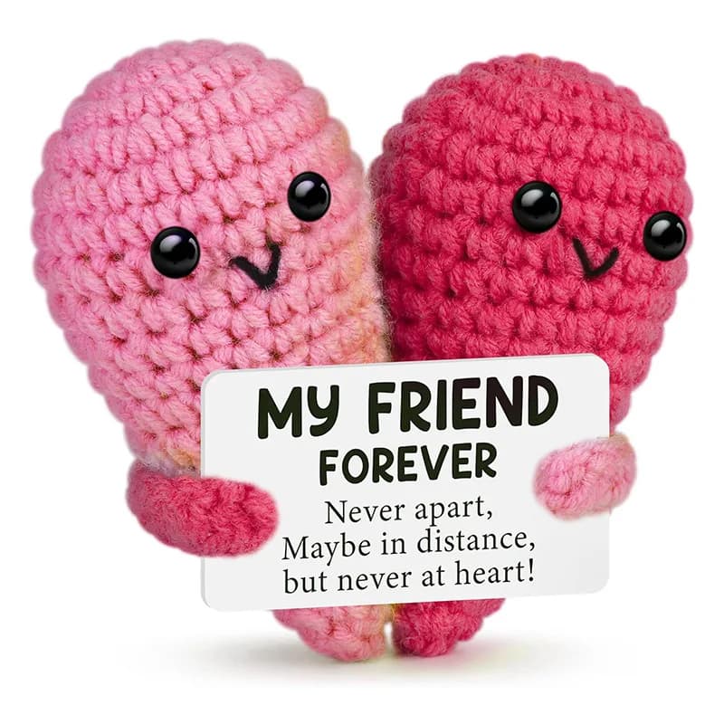 Mignon Crochet soutien émotionnel coeur câlin poupée ornement de bureau drôle tissé à la main tricot