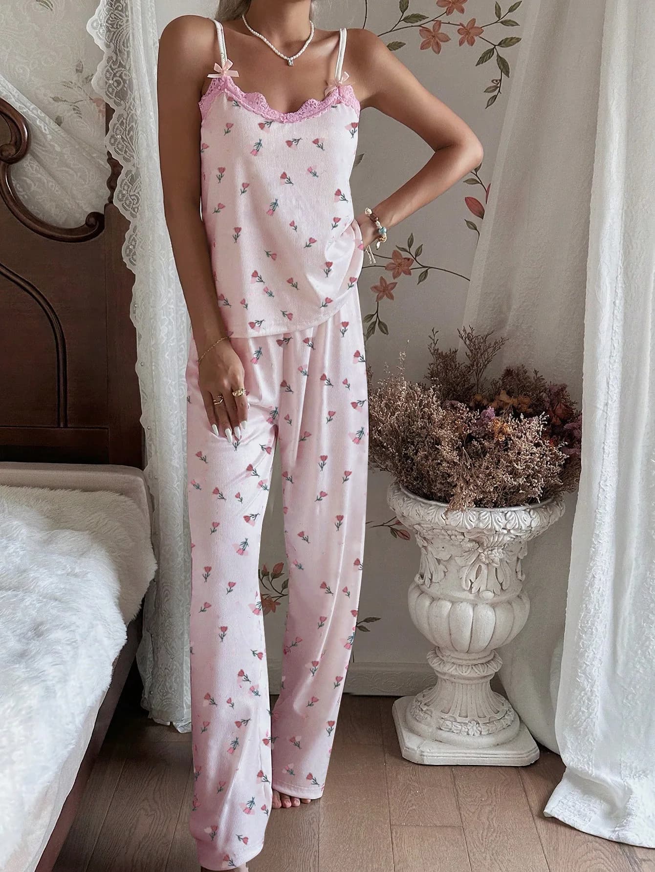 Nouveaux pyjamas d'été pour femmes de style américain, grande taille : ensemble deux pièces en dente