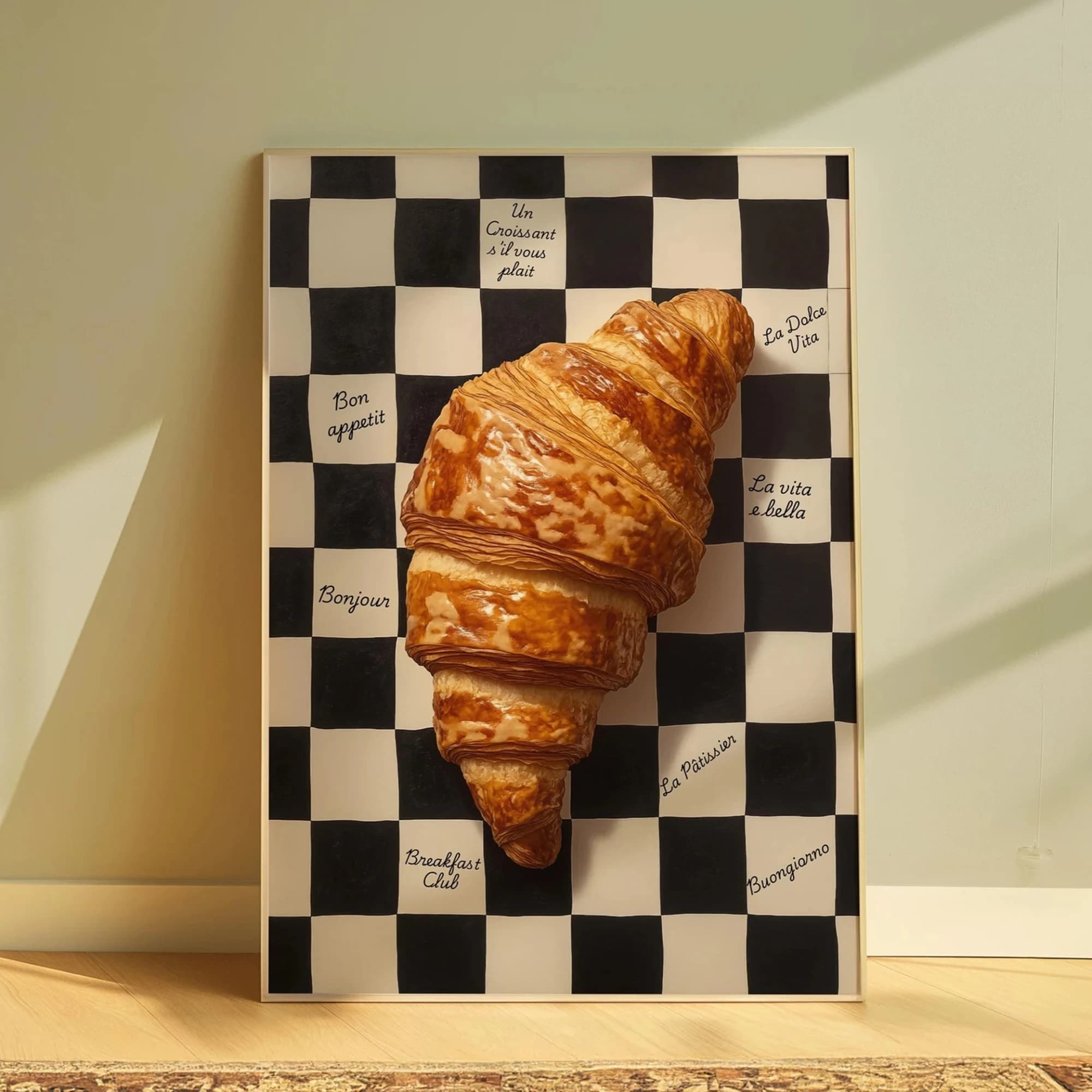 Impression sur toile d'art mural représentant un croissant français, cuisine italienne, affiche, tab
