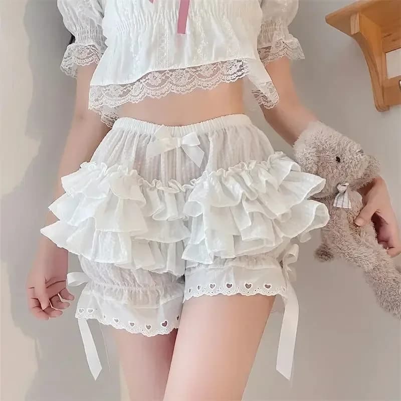 Shorts bouffants pour femmes, style Lolita, shorts d'été à motif citrouille, culottes à volants supe