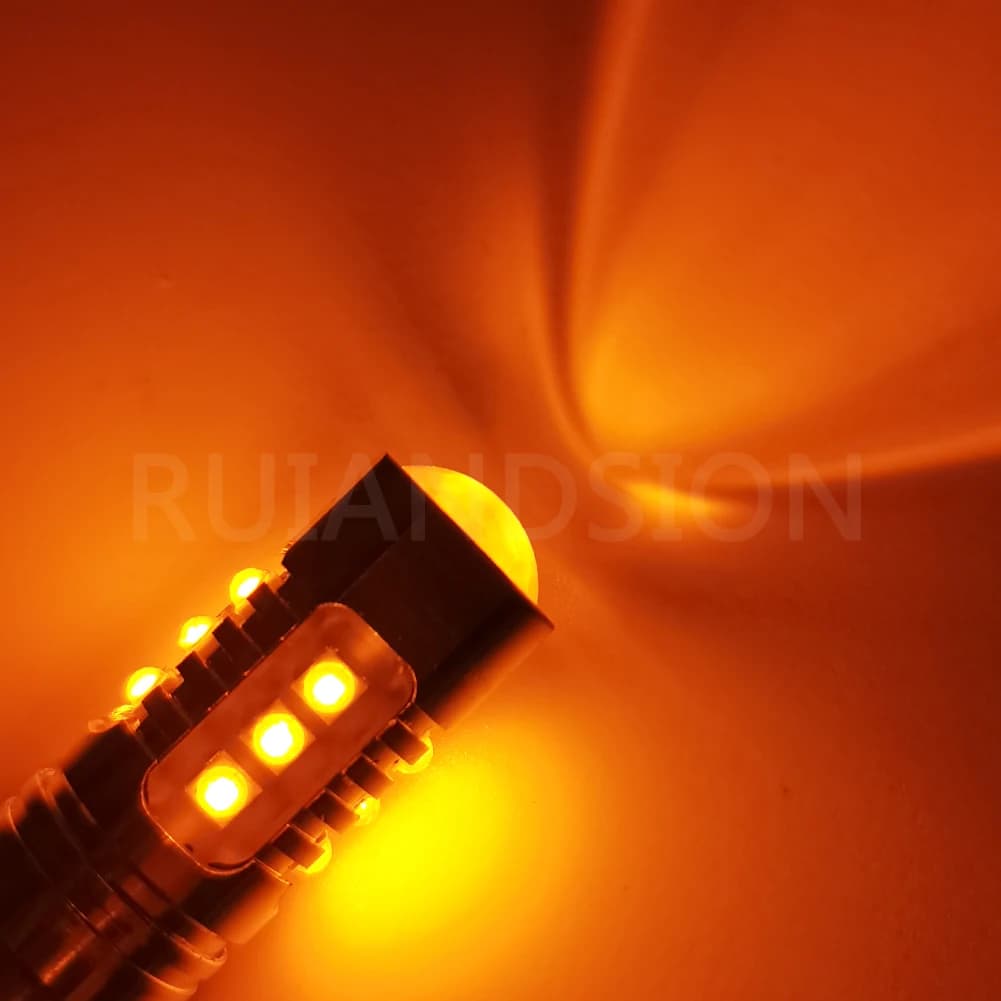 2 pièces haute puissance BA9S BAX9S BAY9S 80W Canbus T4W H6W H21W 16SMD jaune LED côté 12V 24V feu d