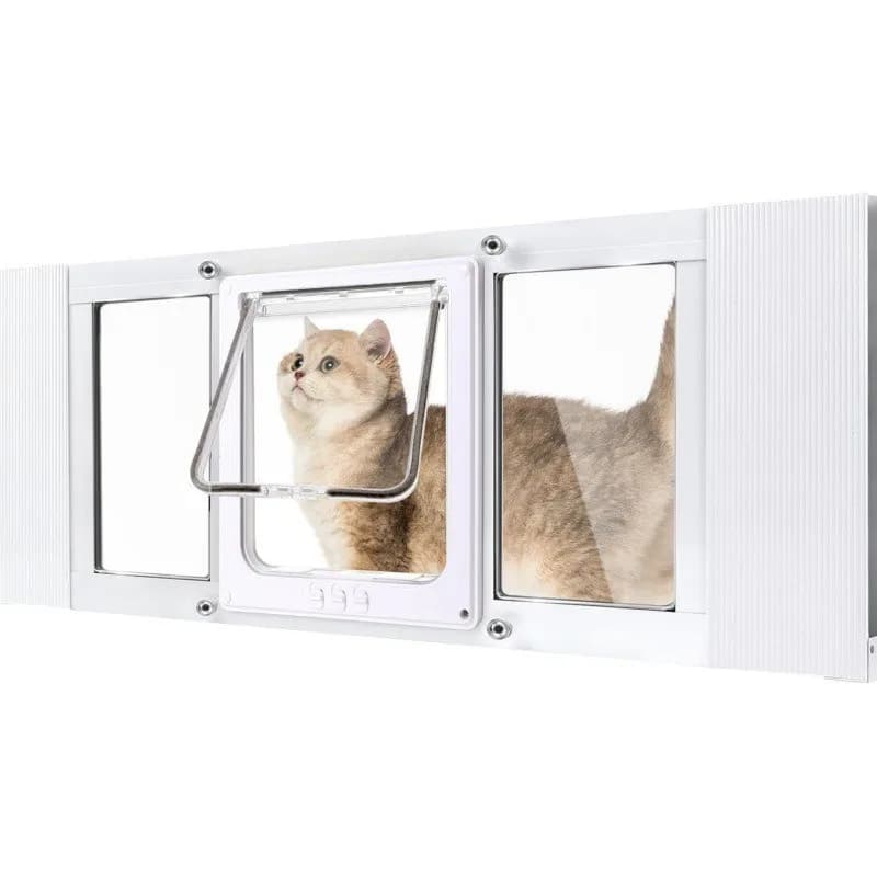 Porte pour chat pour fenêtre, installation rapide sans perçage, convient aux fenêtres de 27 à 32 pou