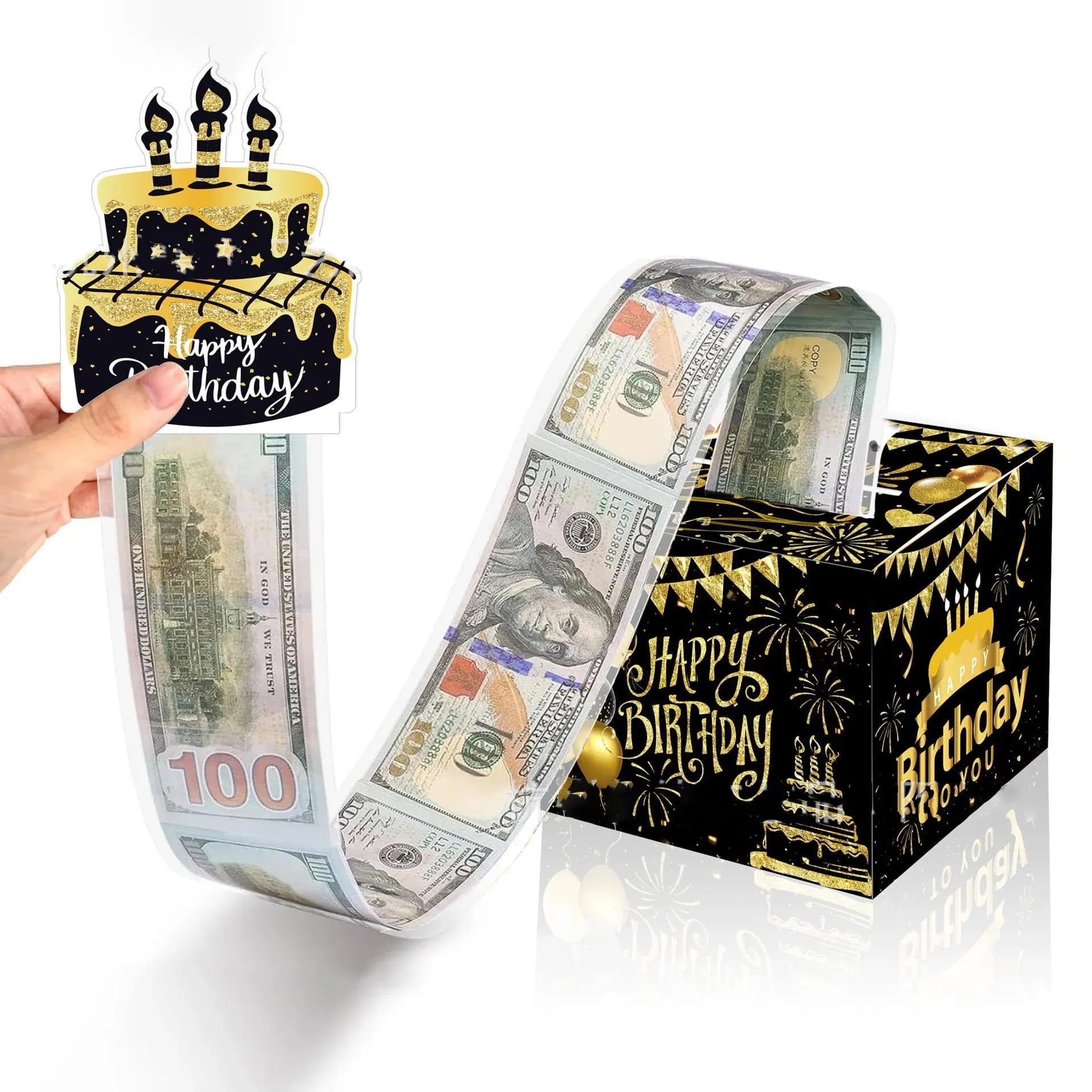Coffret cadeau d'anniversaire avec carte à gâteau, 1 pièce, tirelire à pompage drôle, cadeaux d'anni