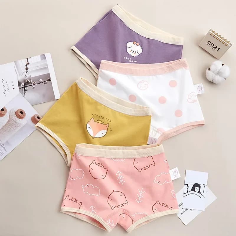 4 pièces filles coton culottes été enfant mince respirant dessin animé slips 2 + y jeunes enfants so