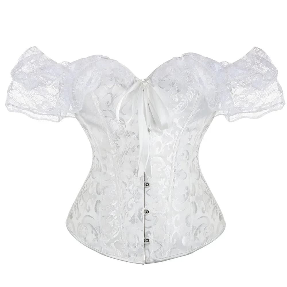 Haut corset en dentelle pour femme, bustier surbuste, chemisier à fleurs vintage, corset Lolita, man
