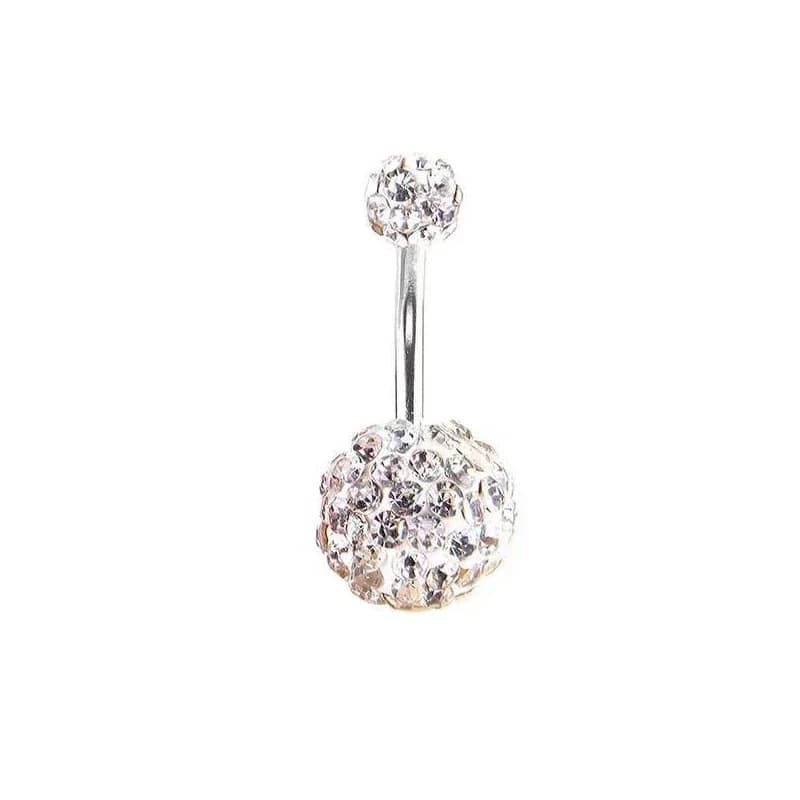 1/4PC 316l acier chirurgical couleurs assorties anneau de nombril Double boules de cristal époxy ann