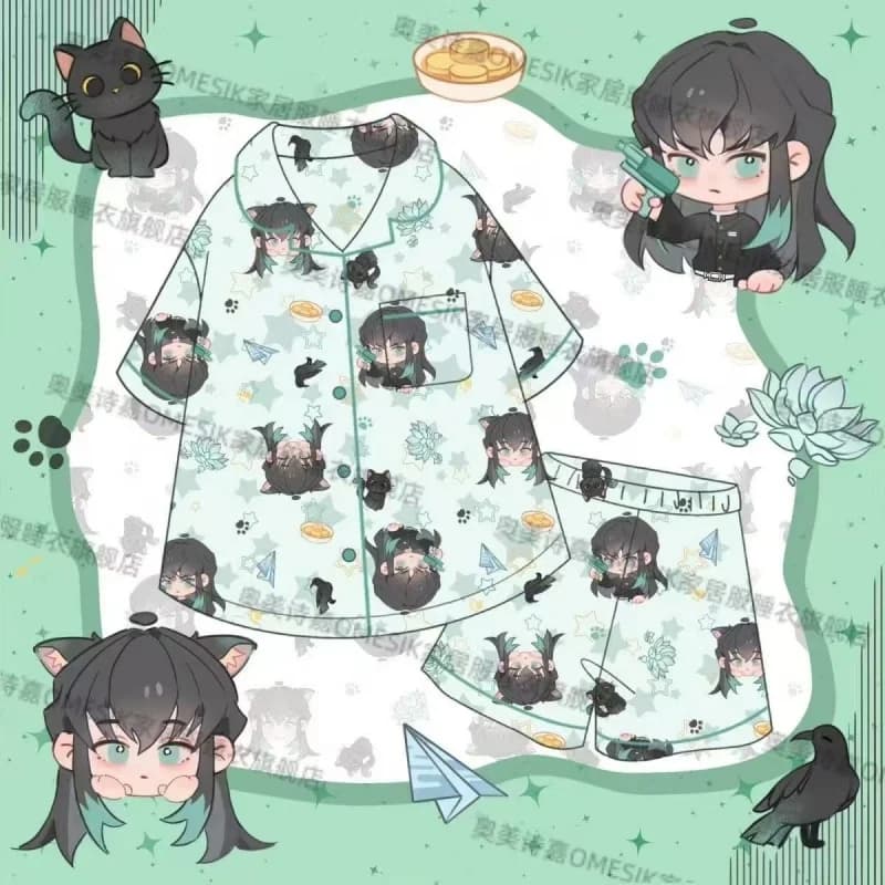 Ensembles de pyjamas Demon Slayer Anime 2 pièces, vêtements de détente Giyuu Tomioka Muichiro Tokito