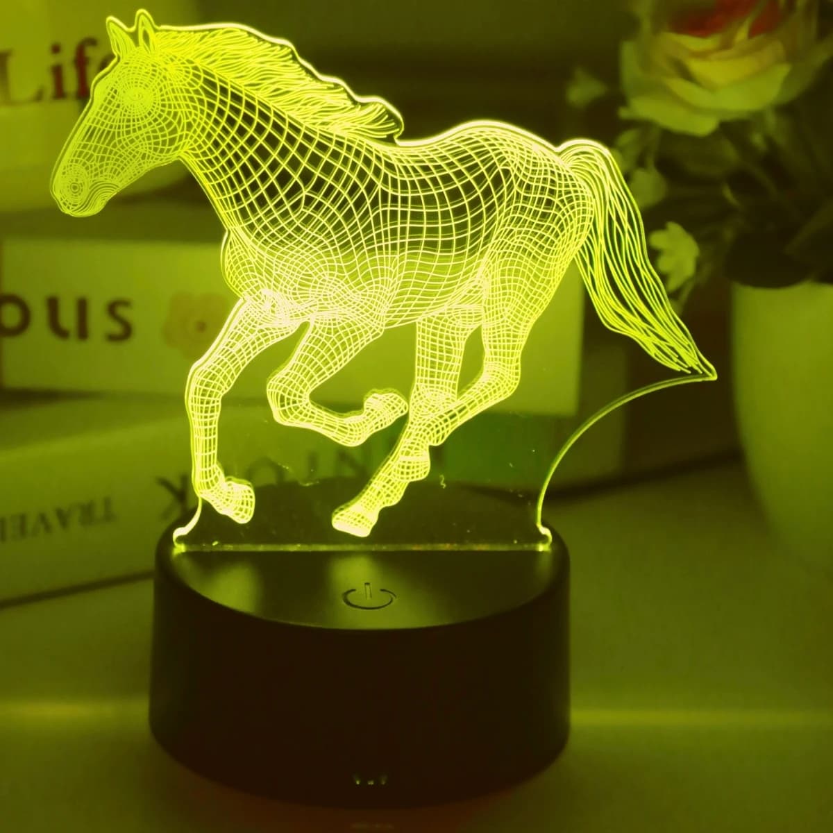 Veilleuse 3D créative en forme de cheval au galop tactile, décoration de couleur 7 couleurs, lumière