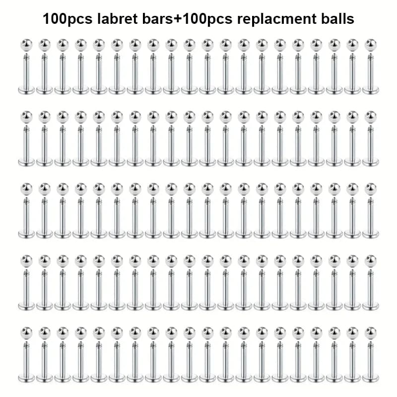 Barre de Labret à vis en acier inoxydable, pièces amples, Piercing à lèvres, Punk Helix, boules de r