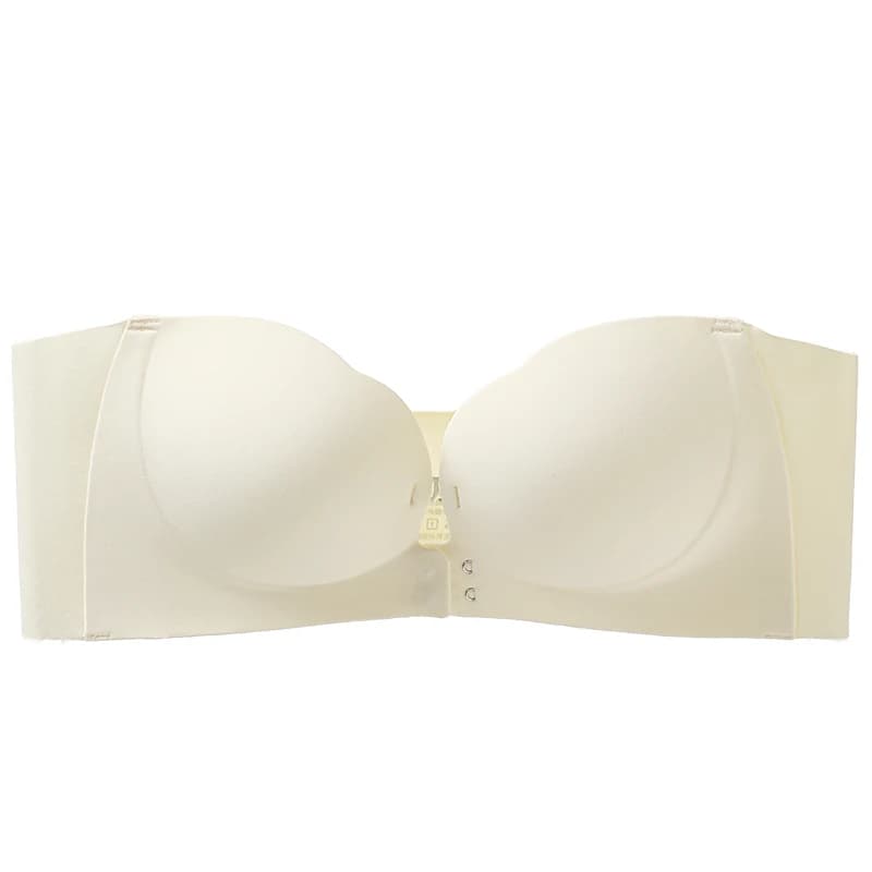 Soutien-gorge sans bretelles sans fil pour femme, double boucle avant, 6 points antidérapants, 3 niv