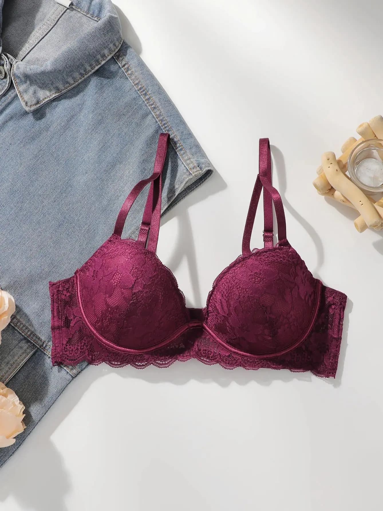 Pure Desire Bra for Women – Soutien-gorge push-up à armatures 3/4 en dentelle, lingerie sexy, brassi