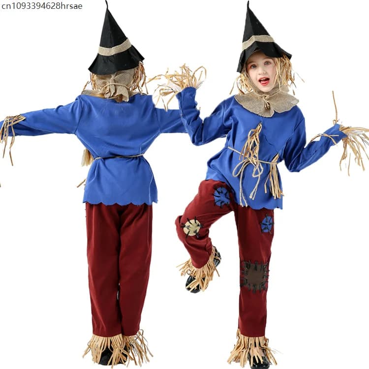 Costume de jeu de rôle d'épouvantail en patchwork pour adulte enfant Cospaly Carnaval Fête Spectacle