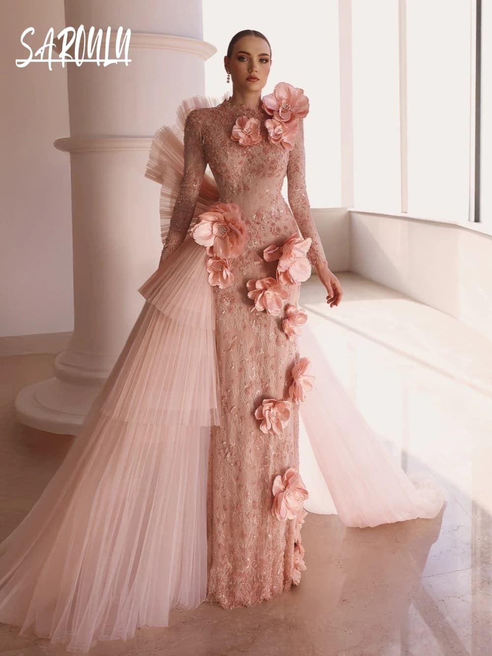 Robe de soirée trapèze à fleurs 3D, élégante, tapis rouge, robe de Cocktail en dentelle, personnalis