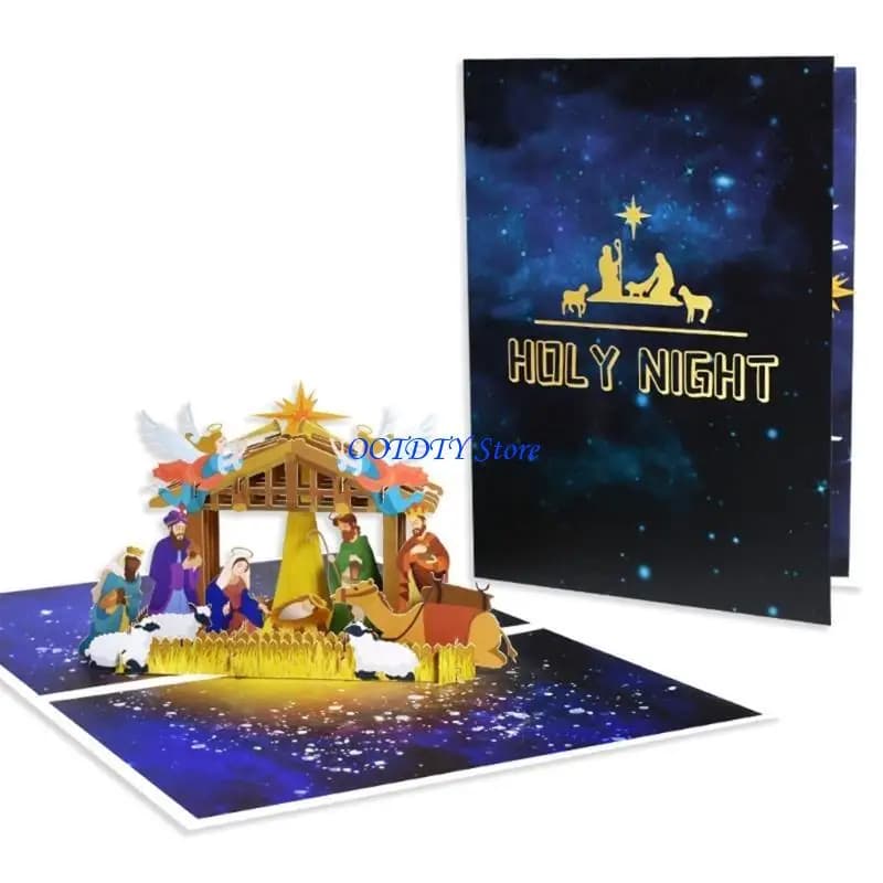 Cartes noël festives 367A, nuit sainte 3D avec carte vœux mélodieuse