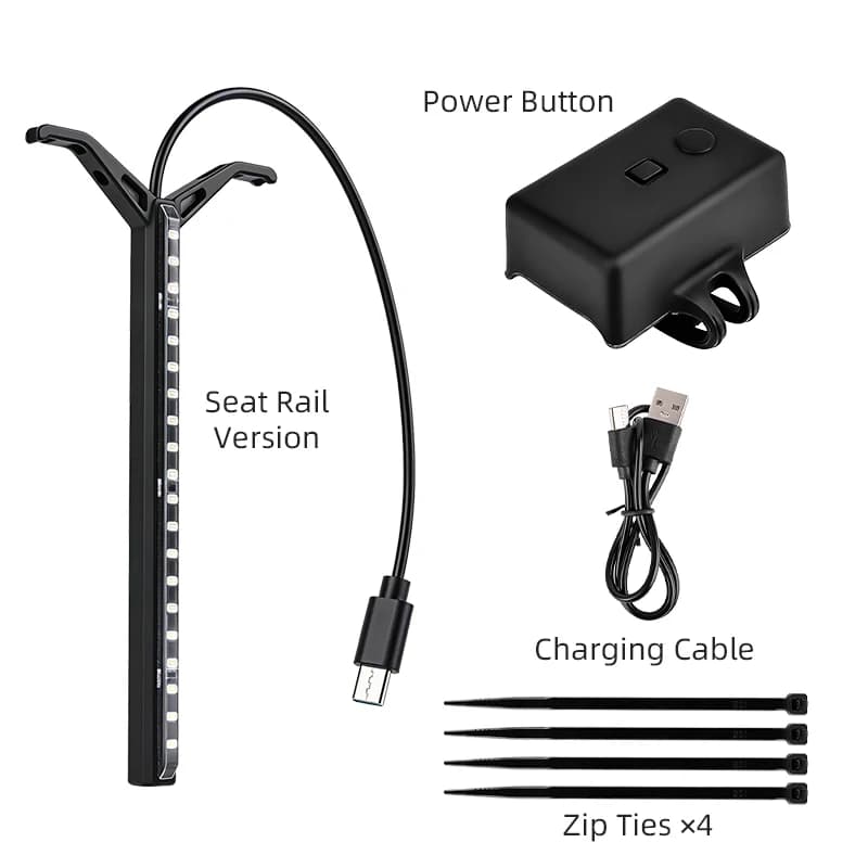 Feu arrière de vélo ESLNF RGB à fixation sur rail de selle, 1200 mAh, rechargeable Type-C, étanche I